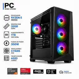 Falabella PC GAMER RYZEN 5 5600GT - RAM 32GB - SSD 1TB - BOARD A520 - FUENTE 350W oferta