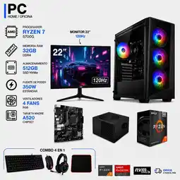 Falabella TORRE GAMER RYZEN 7 5700G - 32GB RAM - SSD 512GB M.2 - 4 FANS RGB - MONITOR 22 120Hz- COMBO GAMER oferta