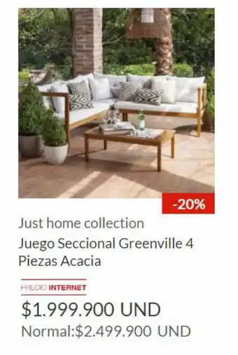 Homecenter Just Home Collection Juego Seccional Greenville 4 Piezas Acacia oferta