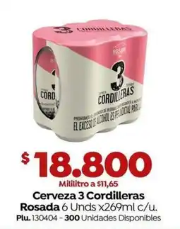 Mercaldas Cerveza 3 Cordilleras Rosada oferta