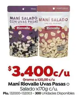 Mercaldas Riovalle Maní Salado Con Uvas Pasas oferta