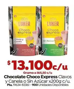 Mercaldas Luker Chocolate Choco Express Clavos y Canela o Sin Azúcar oferta