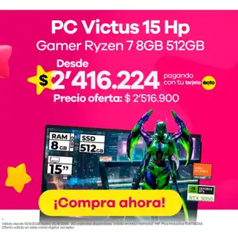 Hp PC Victus 15 Gamer Ryzen 7 8GB 512GB