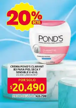 Ara Pond's crema pond's clarant b3 para piel seca y sensible oferta