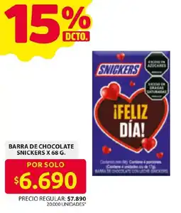 Ara Snickers barra de chocolate oferta