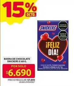 Ara Snickers - barra de chocolate oferta