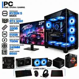 Falabella PC GAMER AMD RYZEN 5 5600X|RTX 3050 6GB|32GB RAM|SSD 512GB|LÍQUIDA 240ML | MONITOR 27 | BOARD B550 oferta