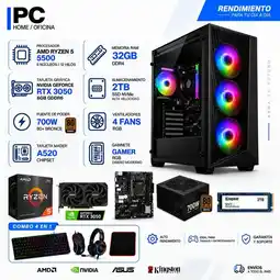 Falabella TORRE GAMER RYZEN 5 5500 - 32GB RAM - SSD 2TB M.2 - 4 FANS RGB - RTX 3050 6GB- COMBO GAMER oferta