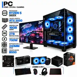 Falabella PC GAMER AMD RYZEN 5 5600X|RTX 3050 6GB|16GB RAM|SSD 2TB|LÍQUIDA 240ML | MONITOR 24 | BOARD B550 oferta