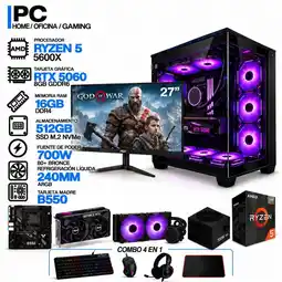 Falabella PC GAMER AMD RYZEN 5 5600X|RTX 5060 8GB|16GB RAM|SSD 512GB|LÍQUIDA 240ML| MONITOR 27 | B550 WIFI oferta