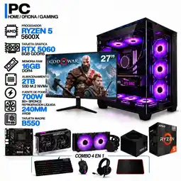 Falabella PC GAMER AMD RYZEN 5 5600X|RTX 5060 8GB|16GB RAM|SSD 2TB|LÍQUIDA 240ML| MONITOR 27 | B550 WIFI oferta