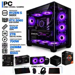 Falabella PC GAMER AMD RYZEN 5 5600X|RTX 5060 8GB|32GB RAM|SSD 2TB|LÍQUIDA 240ML| BOARD B550 WIFI | COMBO oferta