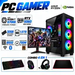 Falabella PC Gamer Ryzen 7 5700G | RTX 5060 8GB GDDR6 | 32GB RAM | 1.5TB SSD | MONITOR 22| B550 WIFI+BLUE oferta