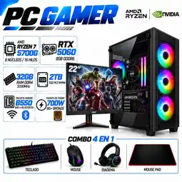 Falabella PC Gamer Ryzen 7 5700G | RTX 5060 8GB GDDR6 | 32GB RAM | 2TB SSD | MONITOR 22| B550 WIFI+BLUE oferta