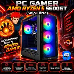 Falabella PC GAMER AMD RYZEN 5 5600GT + 16GB RAM DDR4 + 512GB SSD + CHASIS COGUAR AIRFACE PURE RGB (SOLO TORRE oferta