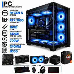Falabella PC GAMER AMD RYZEN 5 5600X|RTX 3050 6GB|16GB RAM|SSD 512GB|LÍQUIDA 240ML| BOARD B550 | COMBO 4 EN 1 oferta