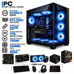 Falabella PC GAMER AMD RYZEN 5 5600X|RTX 3050 6GB|32GB RAM|SSD 1TB|LÍQUIDA 240ML| BOARD B550 | COMBO 4 EN 1 oferta