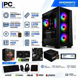 Falabella TORRE GAMER RYZEN 5 5500 - 32GB RAM - SSD 1.5TB M.2 - 4 FANS RGB - RTX 3050 6GB- COMBO GAMER oferta