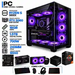 Falabella PC GAMER AMD RYZEN 5 5600X|RTX 5060 8GB|16GB RAM|SSD 1.5TB|LÍQUIDA 240ML| BOARD B550 WIFI | COMBO oferta