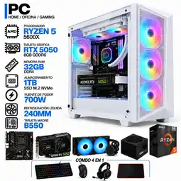 Falabella PC GAMER AMD RYZEN 5 5600X|RTX 5050 6GB|32GB RAM|SSD 1TB|LÍQUIDA 240ML| BOARD B550 | COMBO 4 EN 1 oferta