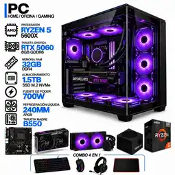 Falabella PC GAMER AMD RYZEN 5 5600X|RTX 5060 8GB|32GB RAM|SSD 1.5TB|LÍQUIDA 240ML| BOARD B550 WIFI | COMBO oferta