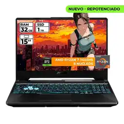 Falabella PORTATIL GAMER TUF RYZEN 7 7445HS 32 GB RAM 1 TB SSD 15 FHD GEFORCE RTX 3050 4 GB NEGRO oferta