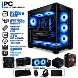 Falabella PC GAMER AMD RYZEN 5 5600X|RTX 3050 6GB|16GB RAM|SSD 2TB|LÍQUIDA 240ML| BOARD B550 | COMBO 4 EN 1 oferta
