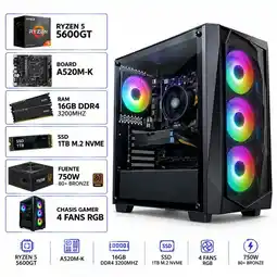 Falabella PC GAMER R5 5600GT 16GB RAM SSD 1TB CHASIS 4FANS RGB FUENTE 750W 80+ BRONCE oferta