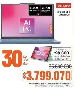 Alkosto Lenovo - ideapad slim 3 amd ryzen ai 5 - 8640hs oferta