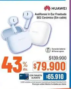 Alkosto Huawei - audífonos in ear freebuds se2 cerámico oferta