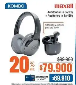 Alkosto Maxell - audífonos on ear fly + audífonos in ear elio oferta