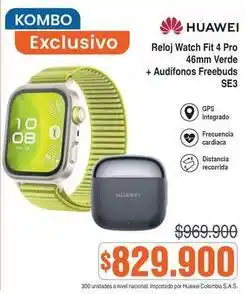 Alkosto Huawei - reloj watch fit 4 46mm verde + audífonos freebuds se3 oferta