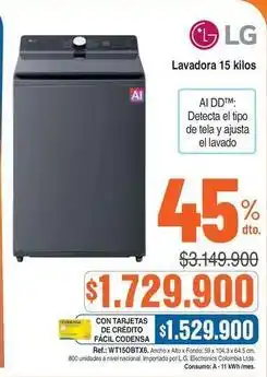 Alkosto Lg - lavadora 15 kilos oferta