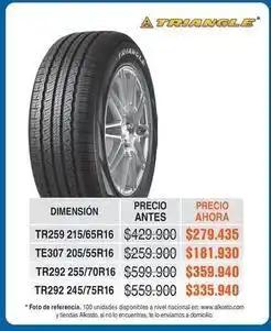 Alkosto Nacional - tr259 215/65r16, te307 205/55r16, tr292 245/70r16, tr292 255/70r16 oferta