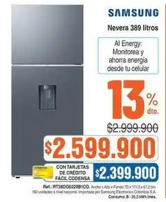 Alkosto Samsung - nevera 389 litros rt380dg5220b1co oferta
