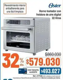 Alkosto Oster - horno tostador con freidora de aire digital oferta