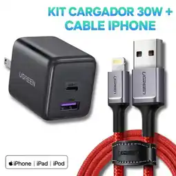Falabella Kit Cargador 30W Doble Puerto y Cable Iphone lightning 1M oferta
