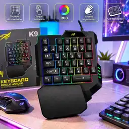 Falabella Teclado Gamer Una Mano RGB Ergonómico USB K9 Para PC Laptop oferta