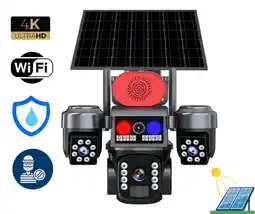 Falabella Cámara De Seguridad Con Panel Solar Triple Lente WIFI Alarma Nocturna Movimiento Micro SD oferta