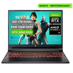 Falabella PORTATIL GAMER NITRO - RYZEN AI 7 350 - RAM 16GB - SSD 1TB - RTX 5060 8GB oferta