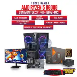 Falabella PC GAMER R5 8600G MONITOR 27 180HZ RAM 32GB DDR5 SSD 512GB NMVE BOARD A620M oferta