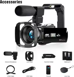 Falabella Cámara de video 4K Ultra HD 48MP con WiFi y estabilizador para vlogging profesional oferta