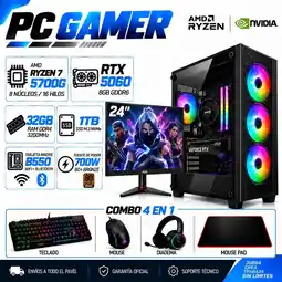 Falabella PC Gamer Ryzen 7 5700G | RTX 5060 8GB GDDR6 | 32GB RAM | 1TB SSD | MONITOR 24| B550 WIFI+BLUE oferta