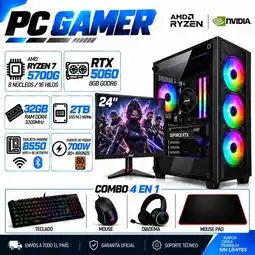 Falabella PC Gamer Ryzen 7 5700G | RTX 5060 8GB GDDR6 | 32GB RAM | 2TB SSD | MONITOR 24| B550 WIFI+BLUE oferta