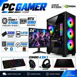 Falabella PC Gamer Ryzen 7 5700G | RTX 5060 8GB GDDR6 | 32GB RAM | 1.5TB SSD | MONITOR 24| B550 WIFI+BLUE oferta