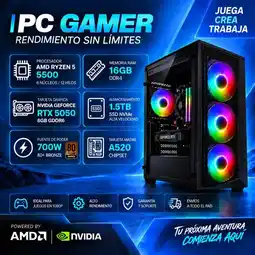 Falabella TORRE GAMER RYZEN 5 5500 - 16GB RAM - SSD 1.5TB M.2 - 4 FANS RGB - RTX 5050 8GB GDDR6- COMBO GAMER oferta