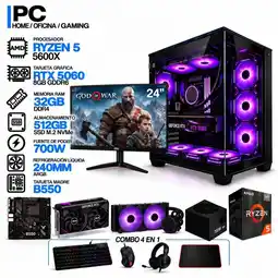 Falabella PC GAMER AMD RYZEN 5 5600X|RTX 5060 8GB|32GB RAM|SSD 512GB|LÍQUIDA 240ML| MONITOR 24 | B550 WIFI oferta