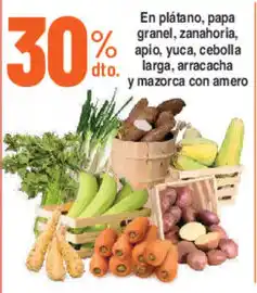 Alkosto En plátano, papa granel, zanahoria, apio, yuca, cebolla larga, arracacha y maíz con amero oferta