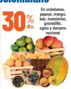 Colombiano arándanos papaya mango lulo mandarina granadilla agra y durazno nacional