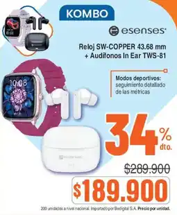 Ktronix esenses Reloj SW-COPPER 43.68 mm + Audífonos In Ear TWS-81 oferta
